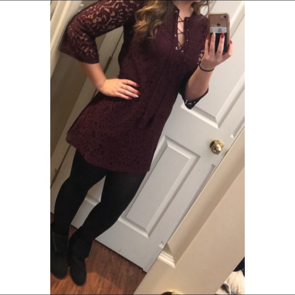 Purple lace long sleeve dress